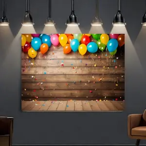 Graduation Party Banner, Vibrant Balloon Design, Photo Booth Backdrop, Classroom Decoration, Durable Polyester Material, Ideal Gift