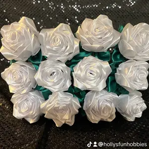 White handmade satin roses