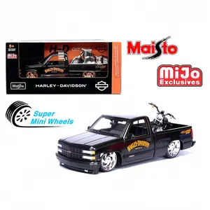 Maisto 1:24 1993 Chevrolet 454SS Pick-Up & 2007 XL 1200N Nightster Harley-Davidson Bike Custom – Black
