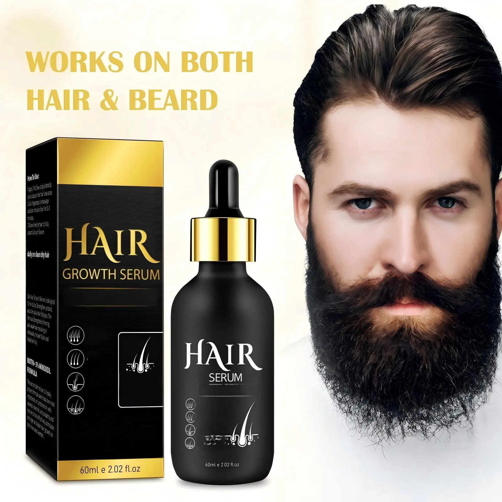 Minoxidil Hair Wellness Drops 5% Biotin & Peptide Solution 60ml Professional Grade Adult Use Only Scalp Relief Tonic Stimulator Haircare