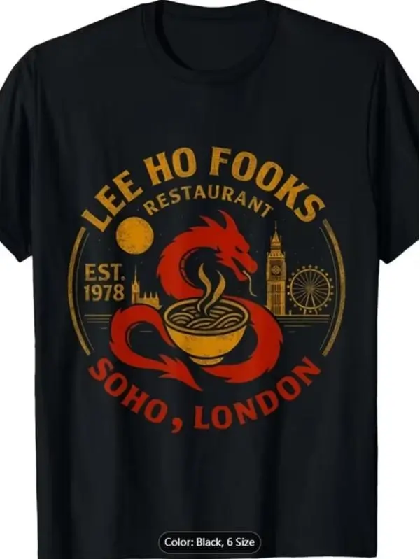 Li Fufu Vintage Chinese Restaurant Fun T-Shirt - Vintage Chinese Takeout Box And Stir-Fry Prints, Unisex Adult Style,  Suitable for Themed Parties And Everyday Casual Wear