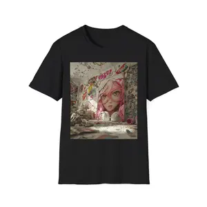 Pink Anime Girl Mural T-Shirt | Urban Graffiti Art, Streetwear Tee - Original Graphic Art created by seller