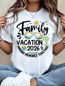 Family Vacation 2026 Making Memories Together Summer Beach Shirt For Women Men Unisex T-Shirt Vacation Outfit Family Trip Gift All-Season Casual Wear Comfortable, Soft Short Sleeve Crew Neck 100%Cotton