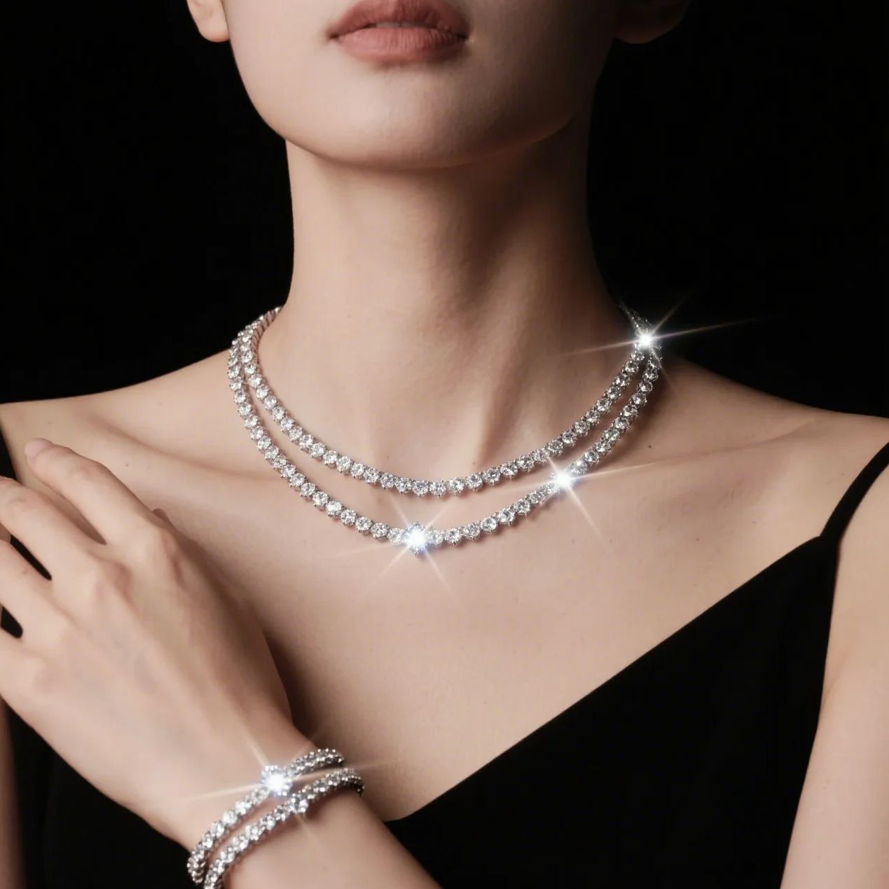 TY GRA Certified Moissanite Tennis Necklace 2/3/4/5/6.5mm Solid   Sterling Silver Diamond Tennis Necklaces for Women Man