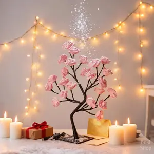 LED Rose Flower Design Tree Night Light USB/Battery Powered Table Lamp Ideal for Bedroom Room Lights Versatile Holiday Decoration Lights for Indoor Bedroom Perfect as Valentine's Day and Mother's Day Gift for Home Decor Decorative Accessory Sets with Glow