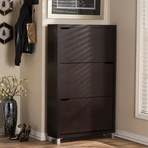 Baxton Studio Simms Transitional 3-Shelf Shoe Cabinet