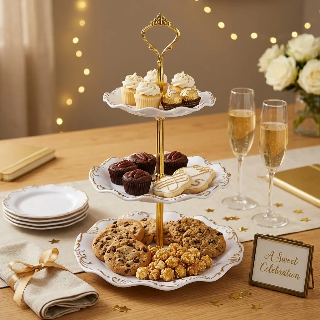 1PC 3-Tier Iron Rod Cupcake Stand - Lightweight, Large Capacity, Detachable Easy Assembly Multi-Layer Dessert Decor Display - for Birthday Party, Wedding Celebrations - White/Black/Pink