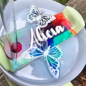 40z and 60oz Stanley Personalized Butterfly Toppers, Tumbler name plate, Personalized Accessory