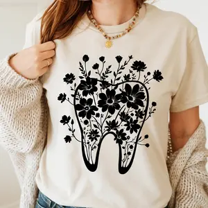 Floral Tooth Shirt, Dentist Gift, Dental Hygienist Tee, Dental Assistant Sweatshirt, Dental Student Hoodie, Cute Tooth Shirt