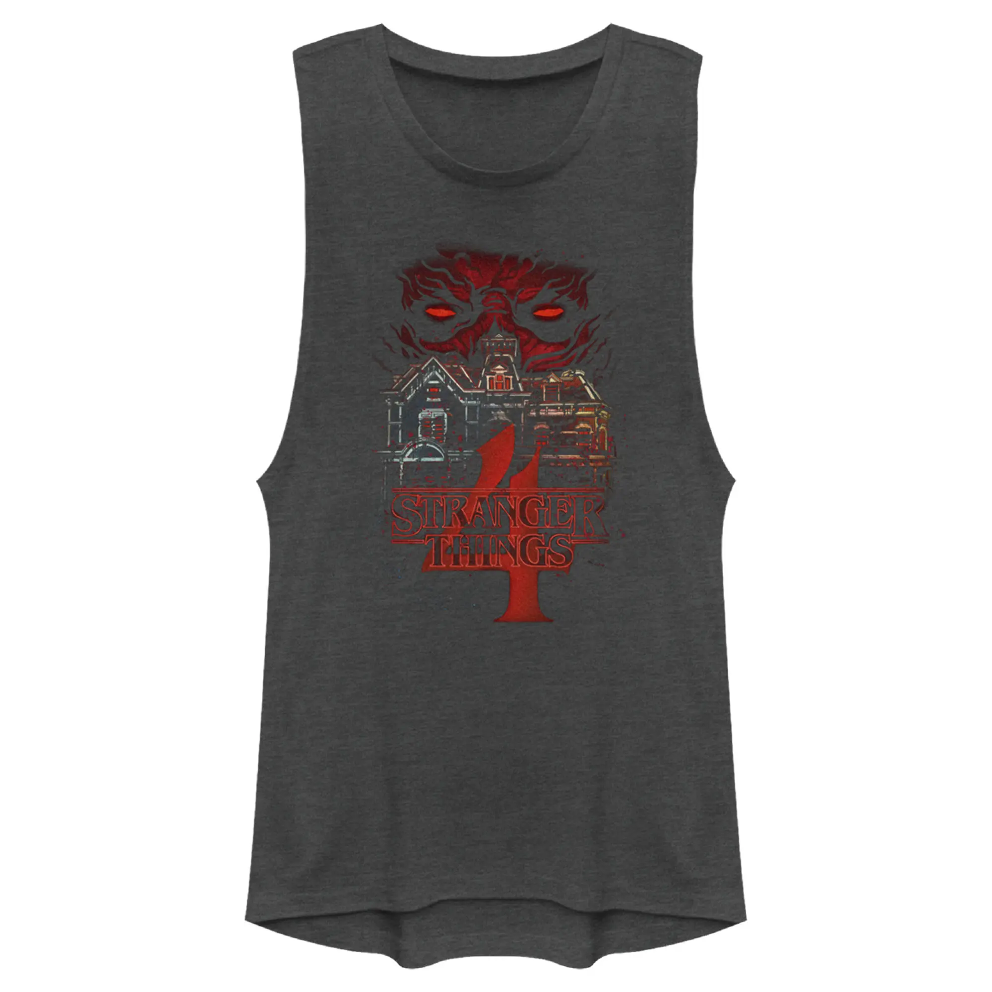 Juniors Womens Stranger Things Vecna's Glare Festival Muscle Tee