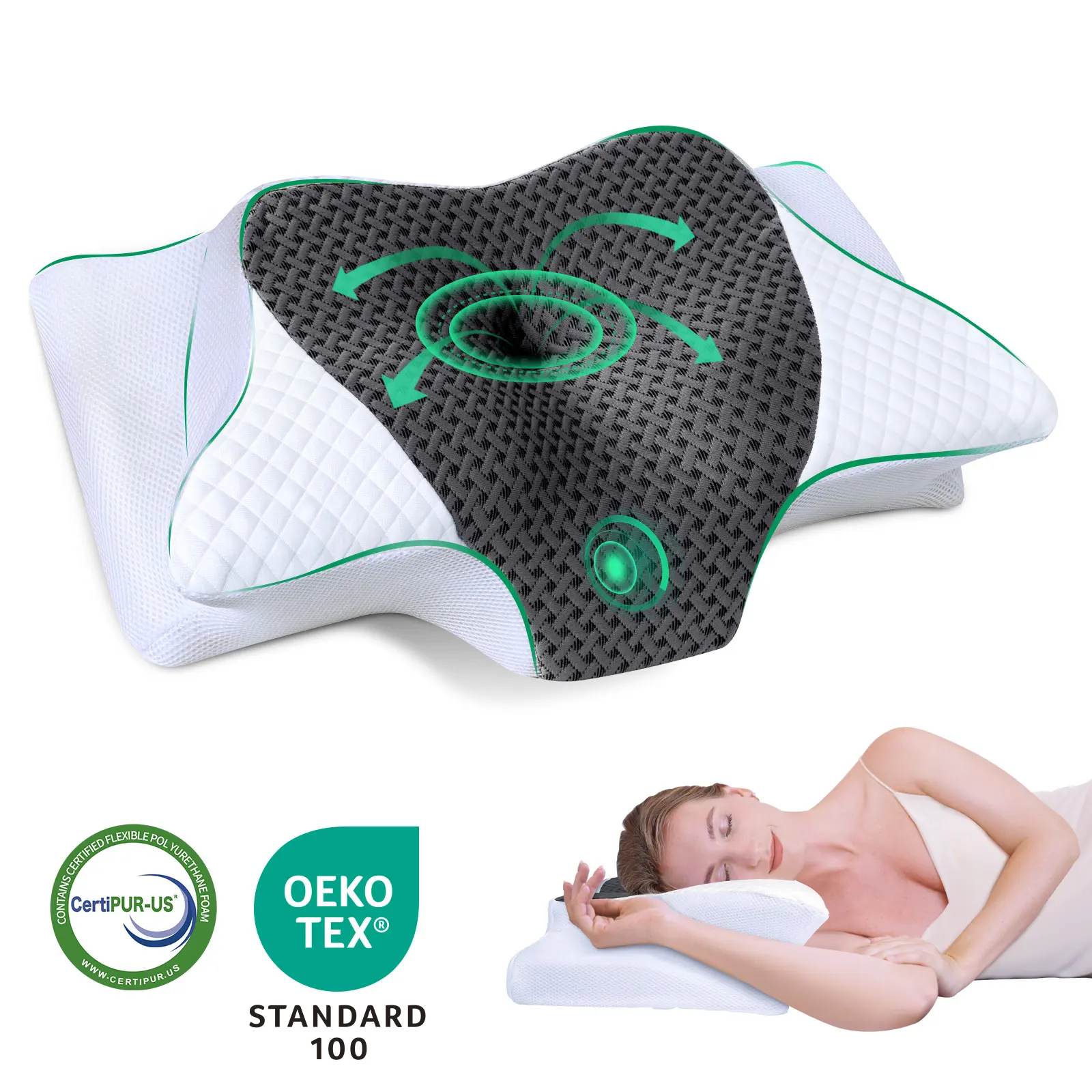 【Back to School】SAHEYER Memory Foam Pillow, Comfy Sleeping Cervical Pillow, Bamboo Moisture-Wicking Pillowcase, Ergonomic Adjustable, Bed Pillow for Side Sleepers, Orthopedic Pillow for Neck Support,bedding，Deep sleep pillow,Dormessentials