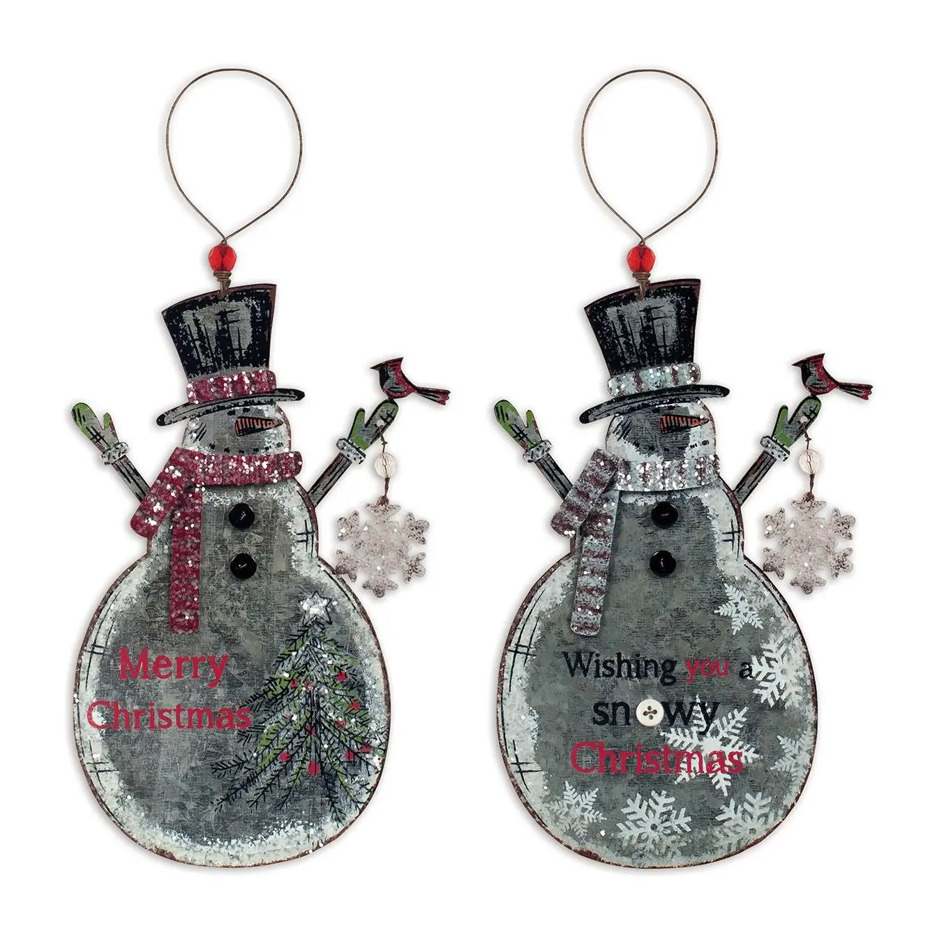 SVD Two  Vintage Snowman Ornaments