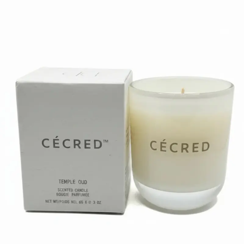 Beyoncé's CÉCRED Temple Oud Scented Candle, Temple Theme White Glass Jar, 65g Aroma Decor