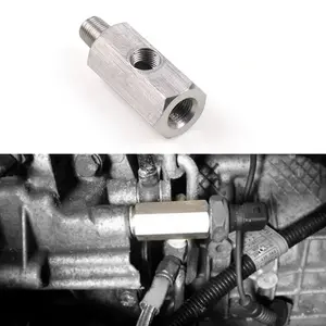 Stainless Steel Side Holes Oil Pressure Sensor Connector 1/8"NPT Female To M12 M10 M14 Feed Line Gauge Tee Adapter