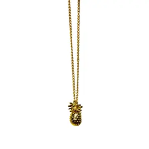 Gold Pineapple Pendant Necklace | Tropical Summer Jewelry