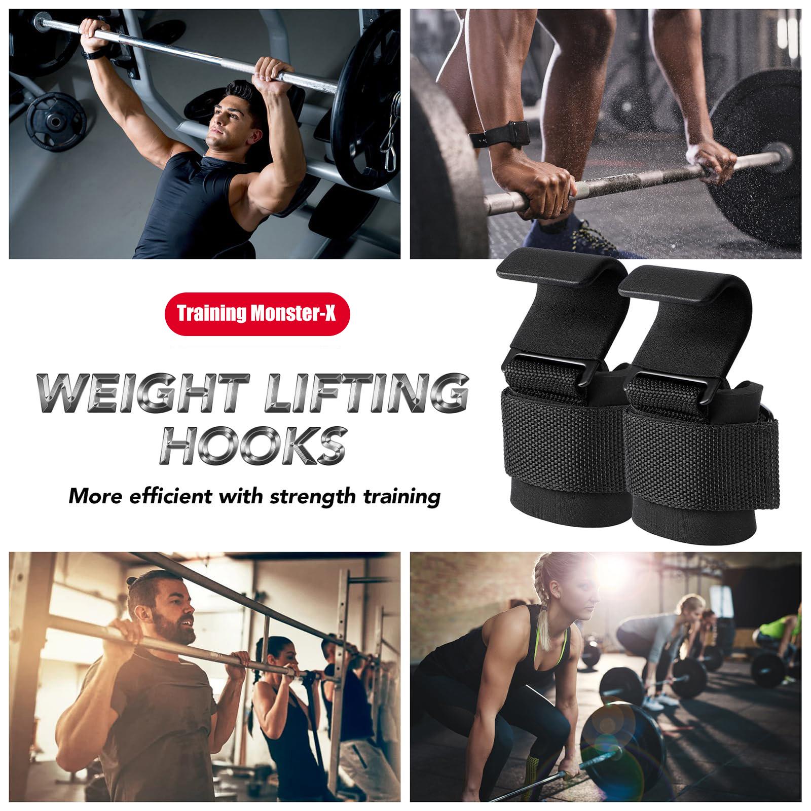 Weight Lifting Hooks With Wrist Straps – Heavy Duty Gym Hooks For Deadlifts, Pull Ups, Shrugs & Powerlifting – Non-Slip Grip Strength Support For Men & Women