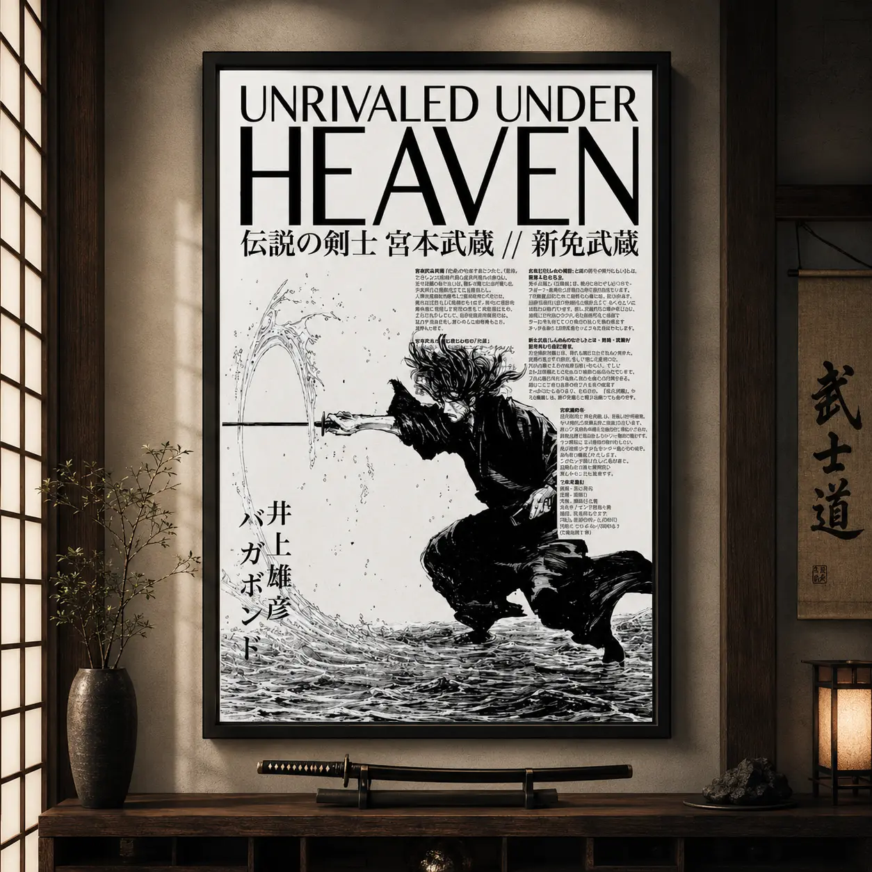 Vagabond Manga Poster Print, Miyamoto Musashi Anime Japanese Samurai Vintage Retro Artwork Wall DécorCanvas Poster Wall Decor, Room Decorations, Funky Home Decor,anime wall art,bedroom canvas poster
