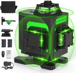 Housolution Laser Level, 4x360° 4D Cross Line Laser for Construction and Picture Hanging, 130Ft 16 Green Laser Level 360 Self Leveling with 10000mAh Rechargeable Battery, Type-C, Adjustable Brightness