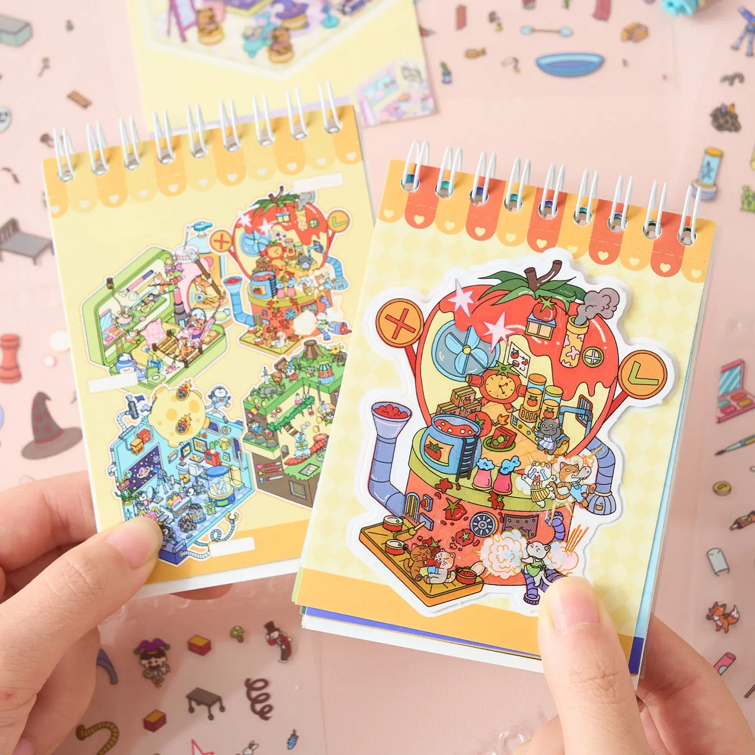 Adventure Town Series Mini Sticker Book, Decal Stickers Book, Pet Material, Vivid Illustrations, Vibrant Designs, Fun Stickers, 26 Sheets/book, Multi-Scene Decorative Stickers, Perfect for Kids' Crafts