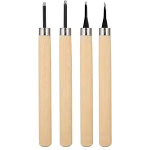4Pcs Wood Carving Tool, Rubber Stamp Carving Knife Manual Sharpener for DIY Art Craft Carpentry Beginners Amateur (Number two)