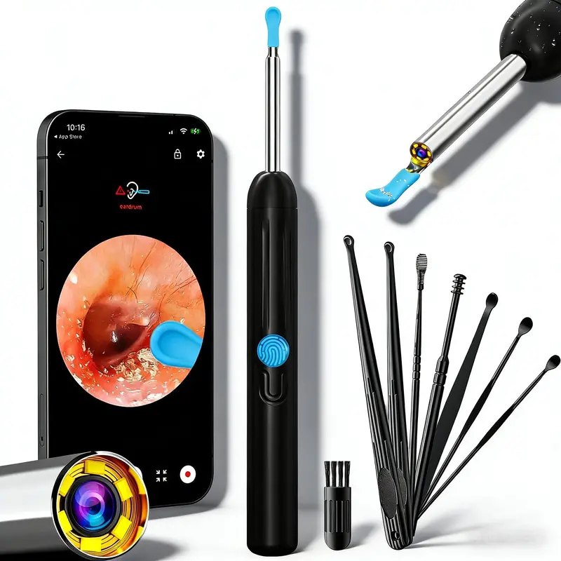 1296P HD Visual Ear Cleaning Tool Kit with Earpick Flashlight, Ear Wax Remover Endoscope, HD Camera, LED Light, Safe Design, iPhone & Android Compatible, Thoughtful Spring Gift for Family