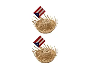 Pack of 2 Mini 3" Pava Straw Traditional Pavita Hats Puerto Rico & Toothpick Flags Jibaro Hats Party Favors Birthday Souvenirs Coquito Bottle Topper