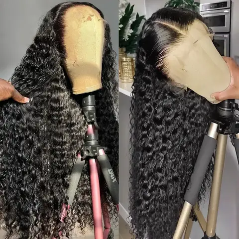 Bling Hair Deep Wave Lace Frontal Wig Transparent 13x4 13x6 HD Lace Frontal Human Hair Wigs Kinky Curly Brazilian Human Hair PrePlucked Lace Front Wigs For Women with Baby Hair #Summervibes