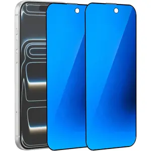 2 Pack Anti-Blue  Tempered Glass for  17 Pro / 17/16 Pro Anti-Spy Screen Protector Film Electroplated Gradient Blue 6.3 inch