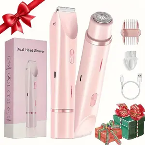 Women's Electric Bikini Trimmer Rechargeable 2-in-1 Body & Face Hair Remover Waterproof Wet & Dry Cordless Design for Home Grooming with Combs & USB Cable