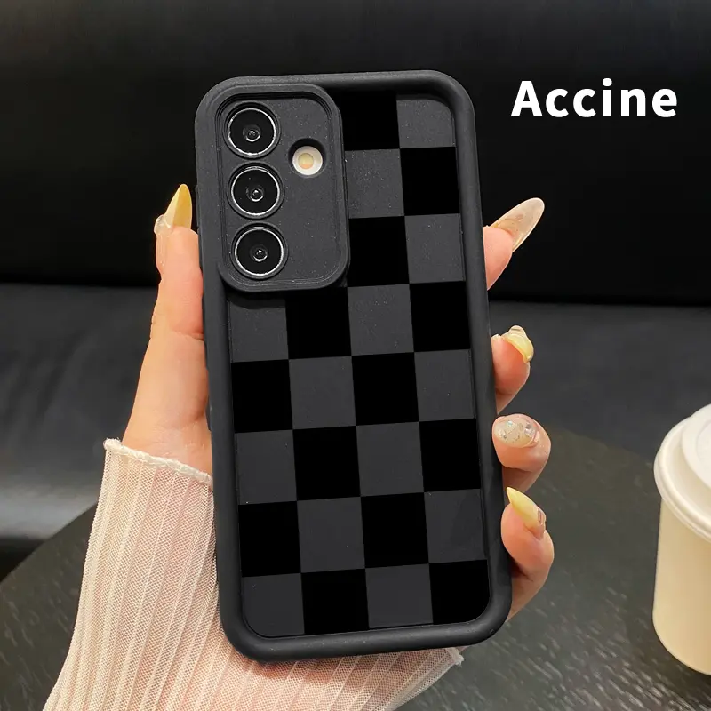 Phone Case Compatible with Samsung Galaxy S26 S23 Ultra S24 Plus S25 S22 Checkered Monochrome Dance Shockproof Silicone TPU Bumper Drop Protection Soft Cover