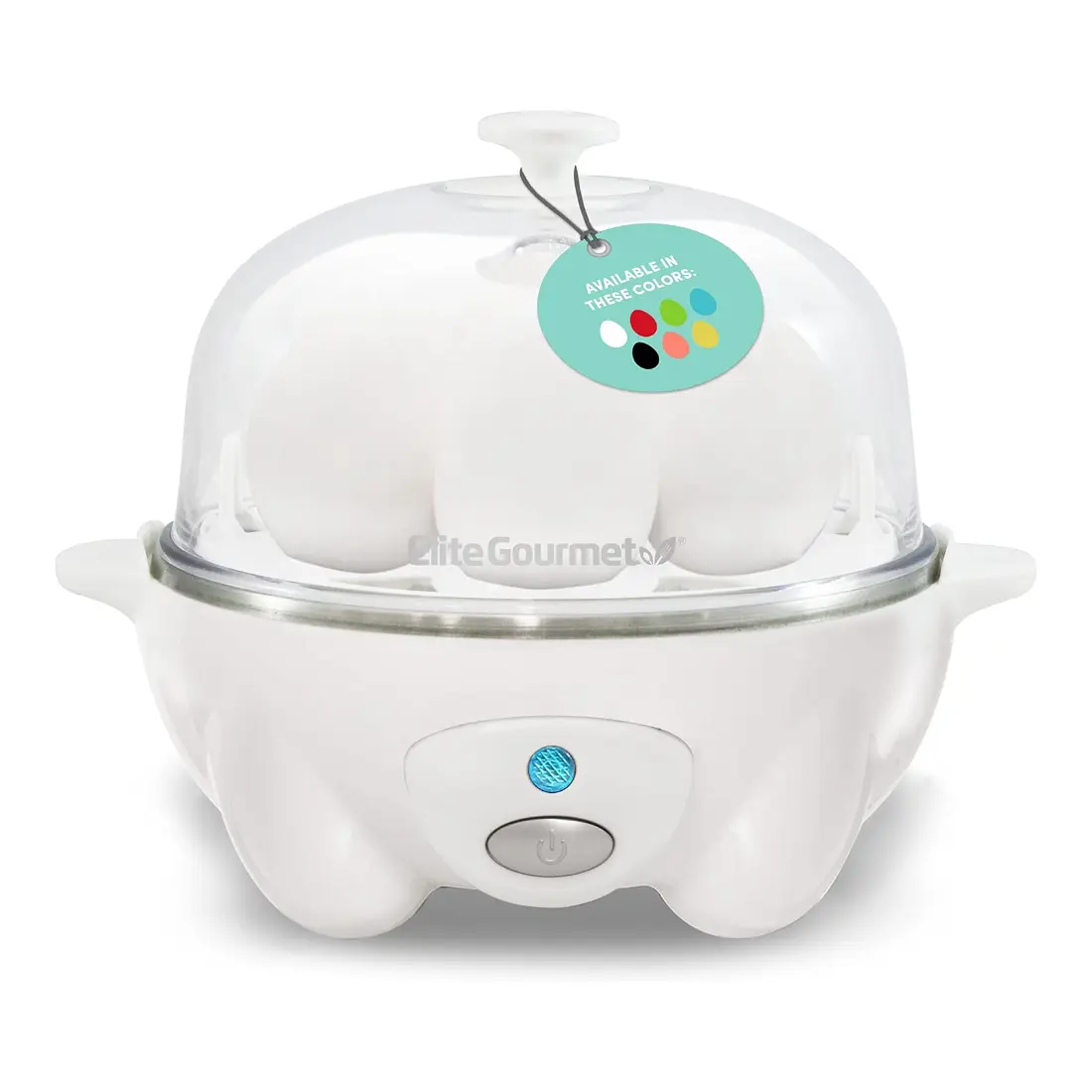 EGC-007## Rapid Egg Cooker, 7 Easy-To-Peel, Hard, Medium, Soft Boiled Eggs, Poacher, Omelet Maker, Auto Shut-Off, Alarm, 16-Recipe Booklet, BPA-Free, White