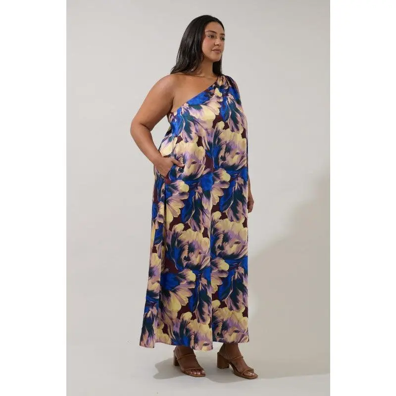 Sugarlips Womens and Plus Size One Shoulder Beauty Maxi Dress