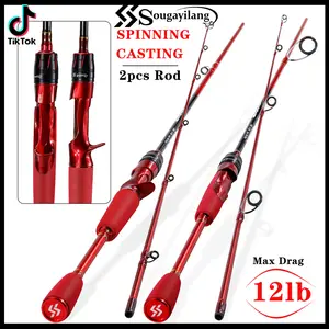 Sougayilang 2 Sections 6ft Spinning/Casting Fishing Rod with Fast Action, Max Drag 12lb, Suitable for Saltwater and Freshwater Fishing Bait