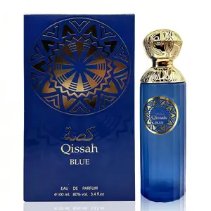 Qissah Blue Eau de Parfum for Men 3.4 Fl Oz | Long Lasting Fresh Aromatic Fragrance | Elegant Glass Spray Bottle | Cologne Gift Daily Use