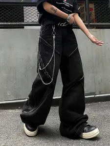 Fashionable Irregular Split Design Denim Trouser for Men, High-Quality Washed Aesthetic Trousers, Utility Style for Casual Wear, Pants, Casual Fashion Jeans