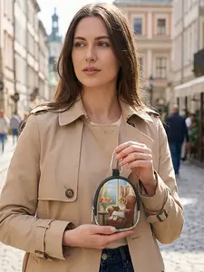 1 piece of Easter rabbit reading scene 2D printed Easter mini wallet, a mini portable and convenient small pouch, suitable for daily commuting/outdoor activities/shopping stroll, versatile|Combining festive atmosphere and practicality, Easter