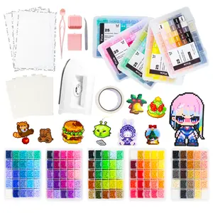 PixieBeads Premium Combo Set 120  All-in-one Tool Set 48,000 ct 2.6mm Fuse Beads for Beginners Basic Pixel Art Kit