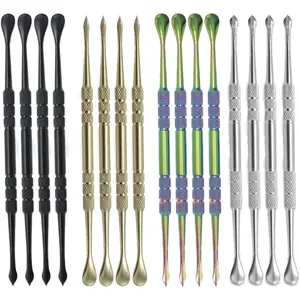 16-Pack Multicolor Wax Carving Tools Set, Stainless Steel Double-Ended Sculpting Spoons and Carving Pens, 4.6 inch Wax Scoop Tool Ideal for Clay and Wax Art (Rainbow, Black, Silver, Gold)