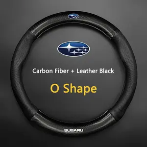 Carbon Fiber Leather Car Steering Wheel Cover Breathable Anti Slip Cover For Subaru WRX Forester Outback Crosstrek Legacy Impreza Levorg