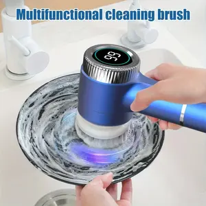 LED Digital Display Electric Cleaning Brush Set, USB Rechargeable Wireless Handheld Rotating Cleaner, Home Kitchen Deep Clean Tool