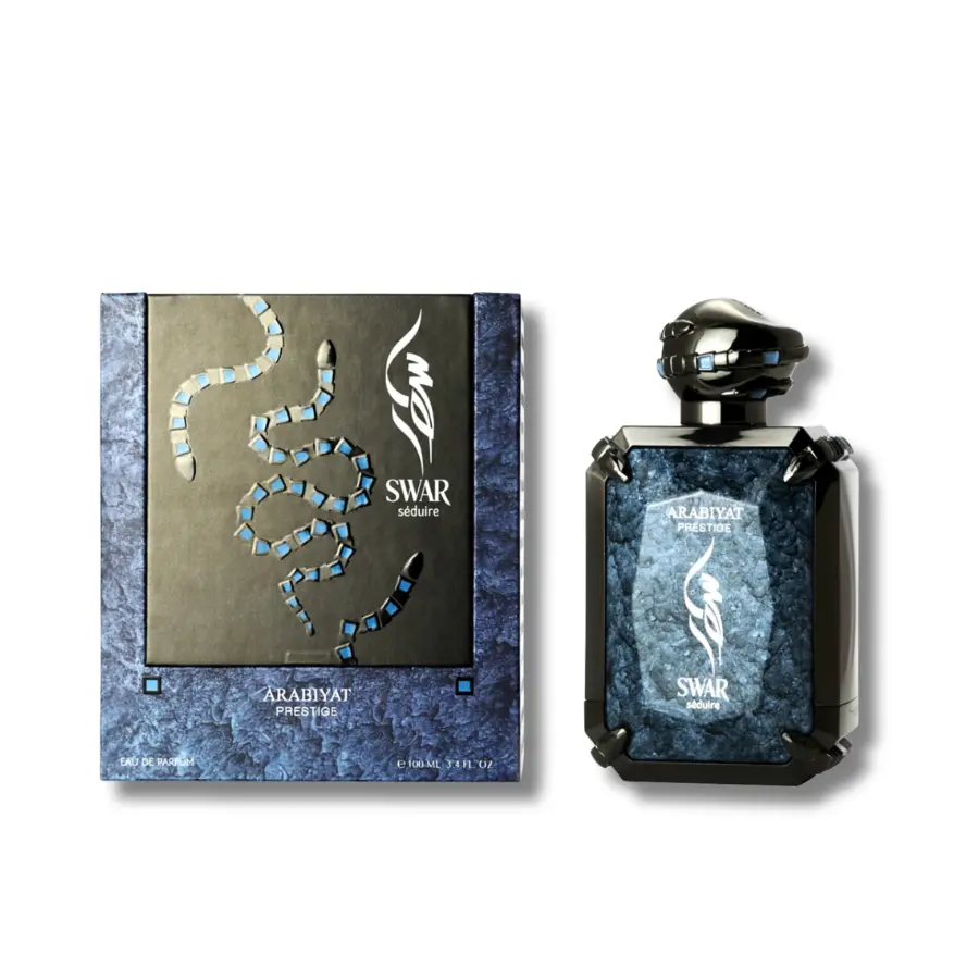 Arabiyat Prestige Swar Seduire Eau de Parfum, Amber Woody Arabian Perfume with Spicy Sweet Notes of Oud & Vanilla, Aromatic Unisex Fragrance Spray, 3.4 fl oz, Arabian Perfumes, Amber Woody Perfume