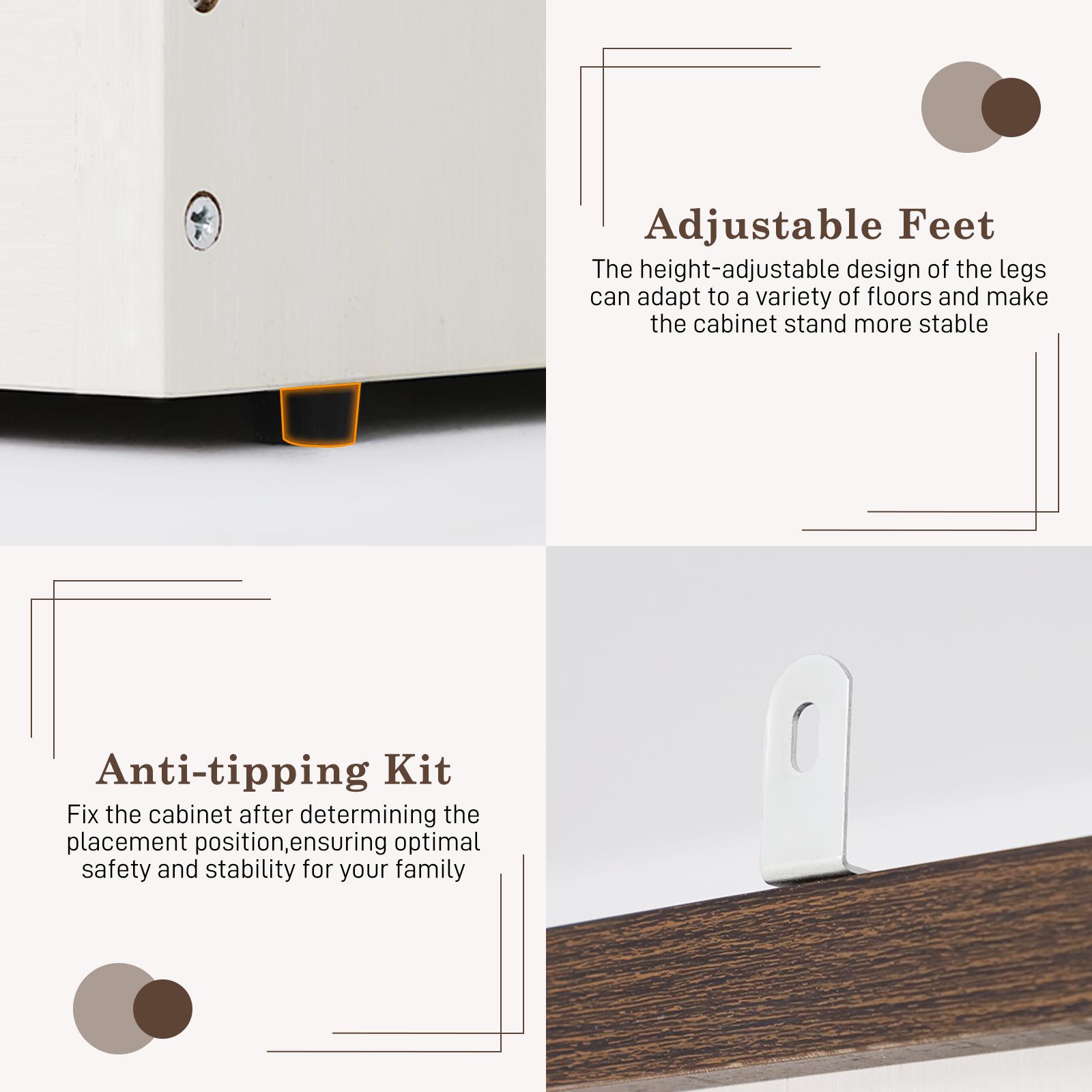 Farmhouse 6 Doors/4 Doors/3 Doors Armoire Wardrobe Closet w/Folding Sliding Barn Door and Lights, LED Armoire Closet w/Drawers for Bedroom, Freestanding Wooden Wardrobe Storage Closets w/Hanging Rod (Antique White/Rustic Brown/Black)