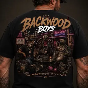 Backwood Boys Shake Junt Graphic Tee, Casual Cotton Short-Sleeve T-Shirt for Men