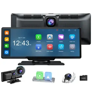 9.26" Wireless Carplay Screen and Android Auto for Car Stereo,Support FM/Bluetooth/Wifi/Speaker/Airplay,with Front and Reverse Rear Camera,with 64GTFCard,Auto-upgrade for your car