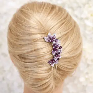 Purple Crystal Hair Stick Comb