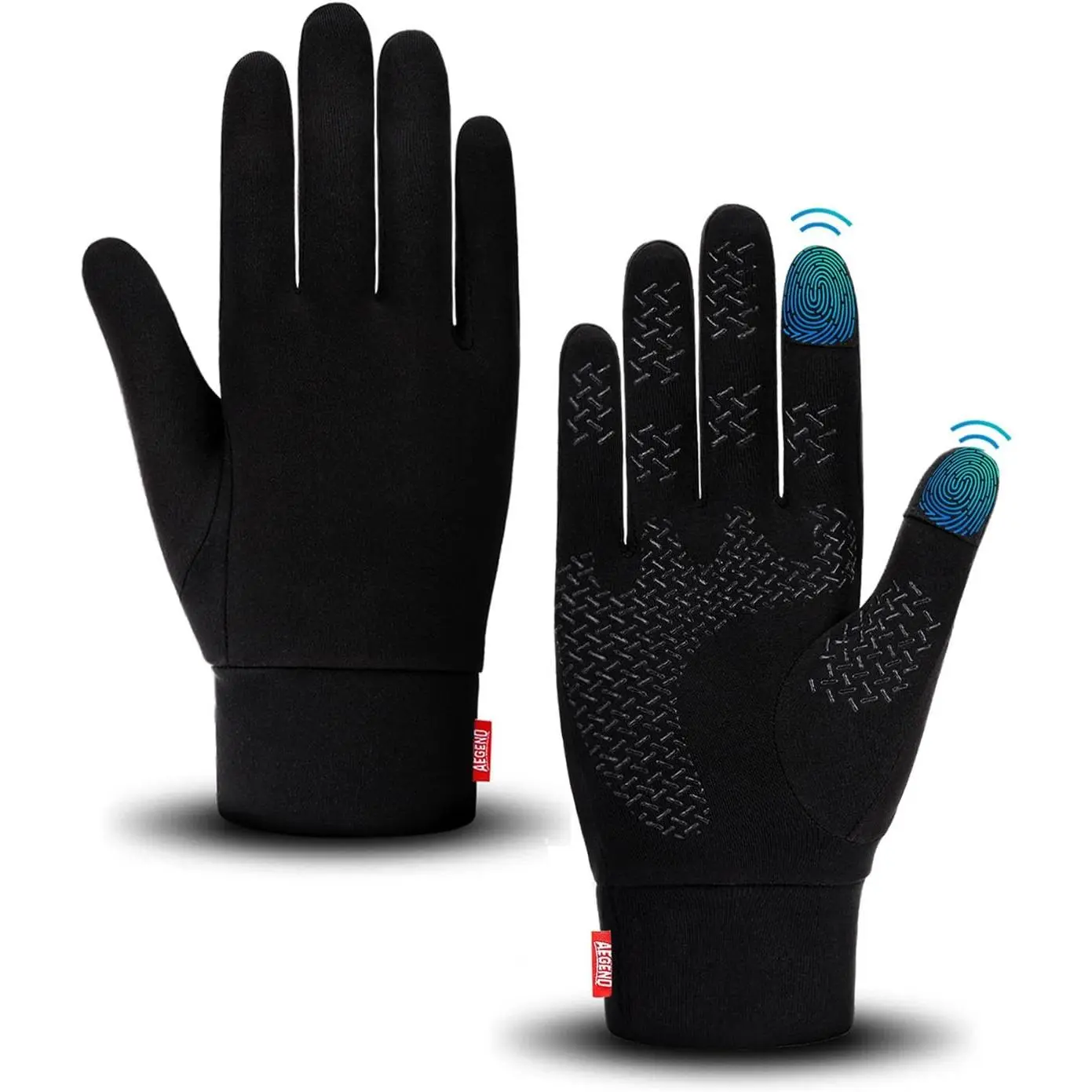 Aegend Lightweight Winter Gloves for Men Women, Warm Running Gloves Touchscreen Thermal Glove Liners for Cold Weather Driving, Cycling & Hiking, Non-Slip, Elastic Cuff, Stretchy, Durable