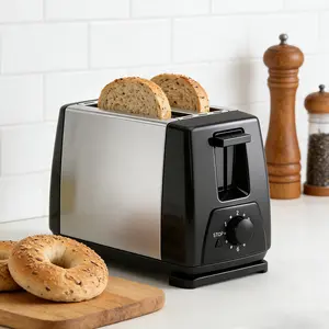 Stainless Steel Toaster with Wide Slots for Bagels & Toast