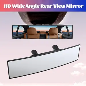 Universal 11.81 Inch Panoramic Convex Real View Mirror for Car SUV Trucks Reversible Passengers High-Quality Glass Anti-Fall Design Easy Install Rearview Mirror