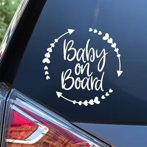 Sunset Graphics & Decals Baby On Board Decal Vinyl Car Sticker | Cars Trucks Vans Walls Laptop | White | 5.5 x 5.5 inches
