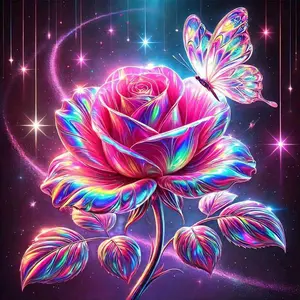 5D DIY full drill round diamond painting - diamond painting kit rainbow rose. Mosaic canvas DIY wall art, home wall decoration.